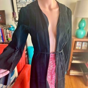 Vintage Suede Open-Front Jacket